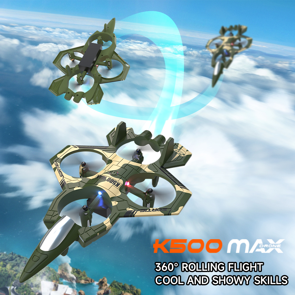 AXNEN K500 MAX RC Plane Fighte - مراجعة Drone Beacon Light وسعره